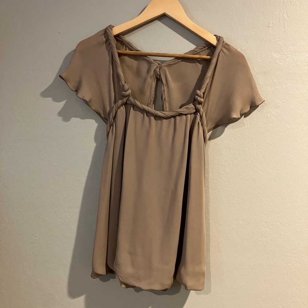 Tan silk blouse Size M